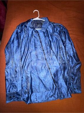 Men's Shimmery Blue Dress Shirt Jacket